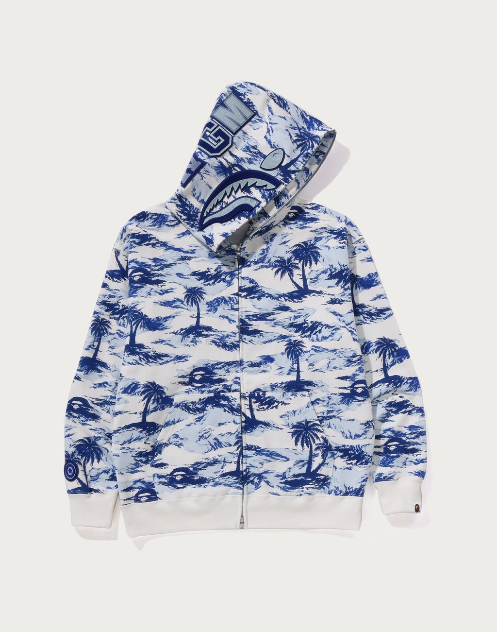 PALM TREE CAMO RELAXED FIT SHARK FULL ZIP HOODIE MENS