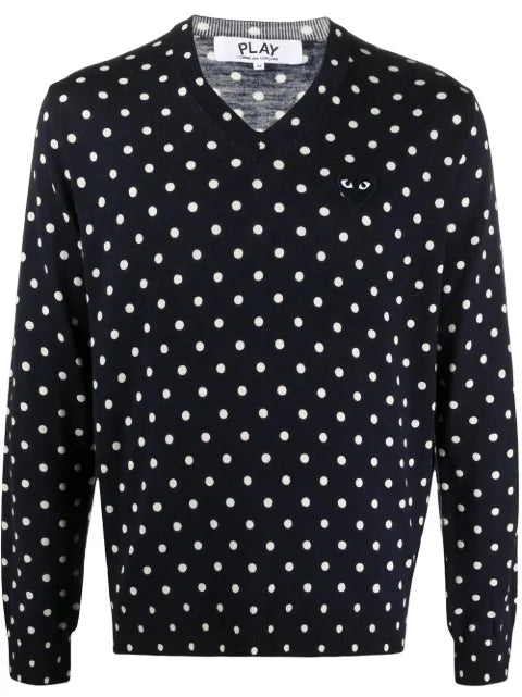 Comme Des Garçons polka-dot print V-neck sweater