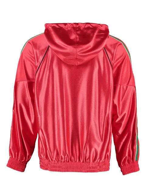 Gucci Web-stripe shiny jersey hoodie