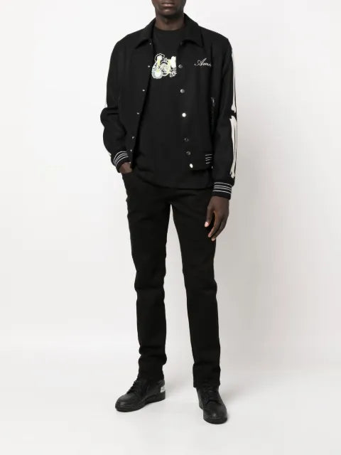 AMIRI Bones Varsity appliqué wool-blend bomber jacket