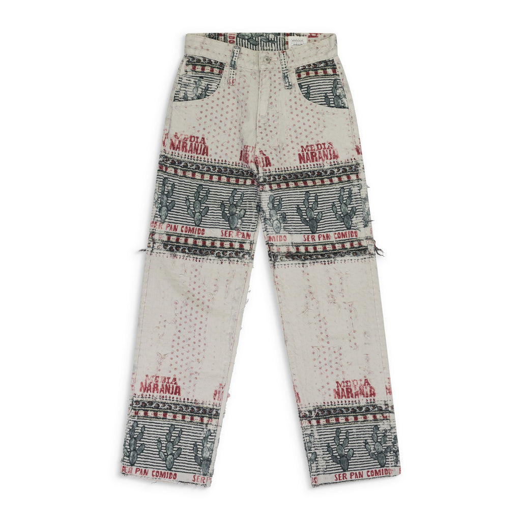 Beige Naranja Double Cloth Denim Pants