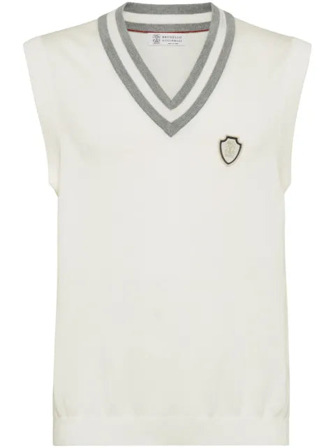Brunello Cucinelli cotton knit vest with logo