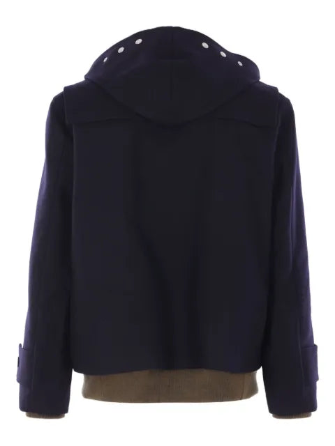 sacai hooded toggle-fastening coat