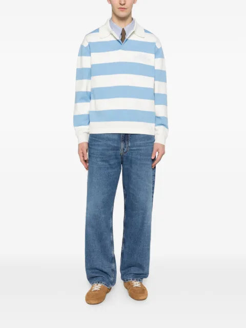 Axel Arigato Rey striped-pattern logo-embroidery polo sweater