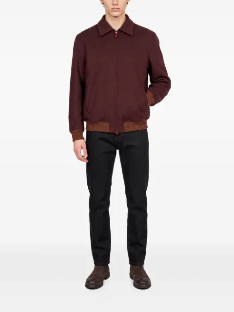 Kiton ribbed-trim zip-up jacket