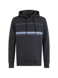 BOSS logo-embossed stripe-detail hoodie