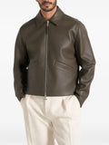 Manière De Voir Yves in olive minimal leather jacket