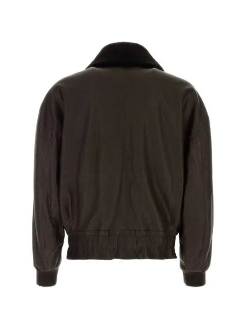 Giorgio Armani shearling-collar leather jacket