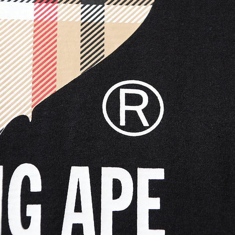 BAPE Plaid Ape Head Men's Graphic T-Shirt - Black