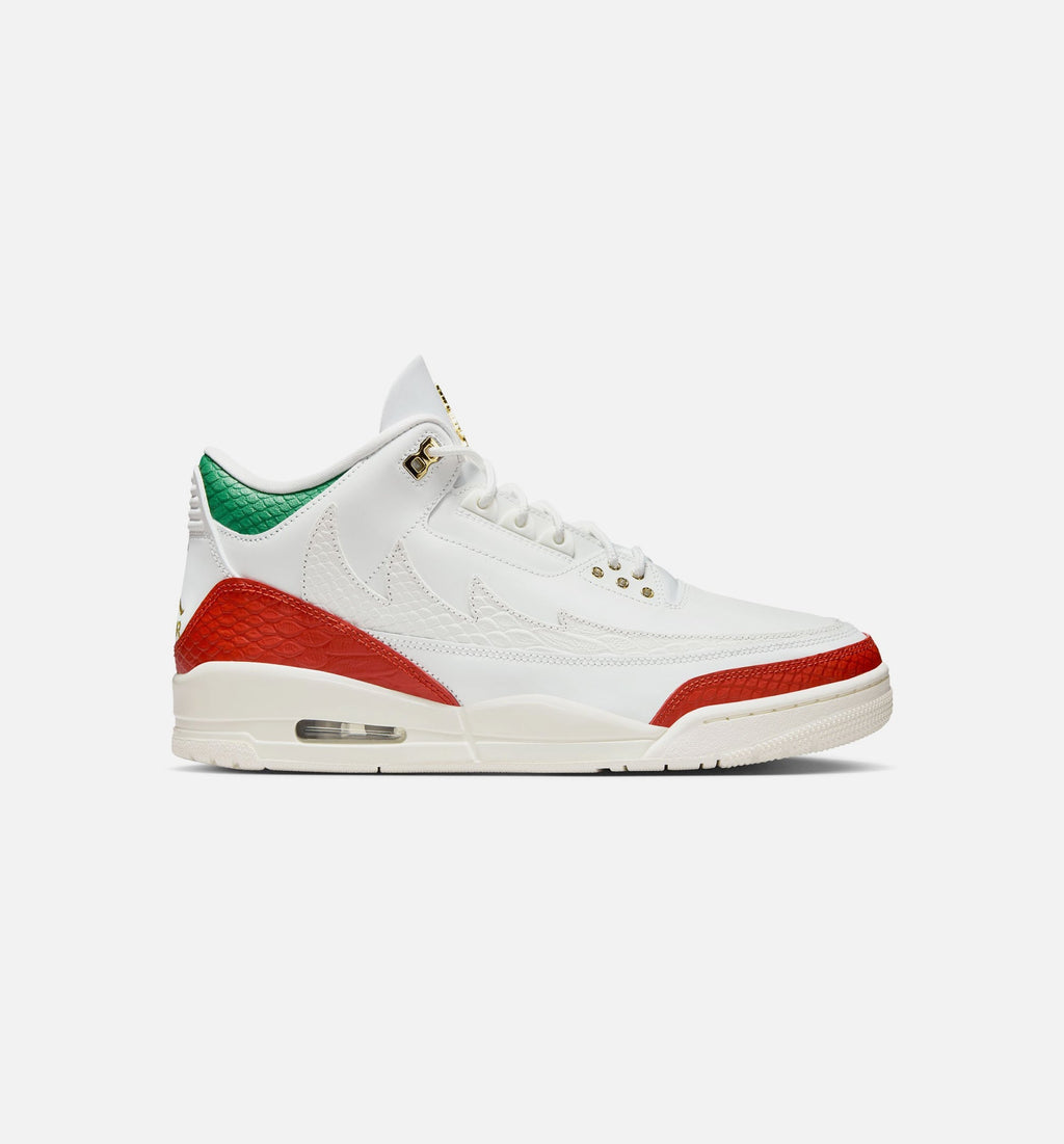 Air Jordan 3 Retro "El Vuelo" Men's Shoe – Summit White/Pine Green/Dragon Red/Metallic Gold