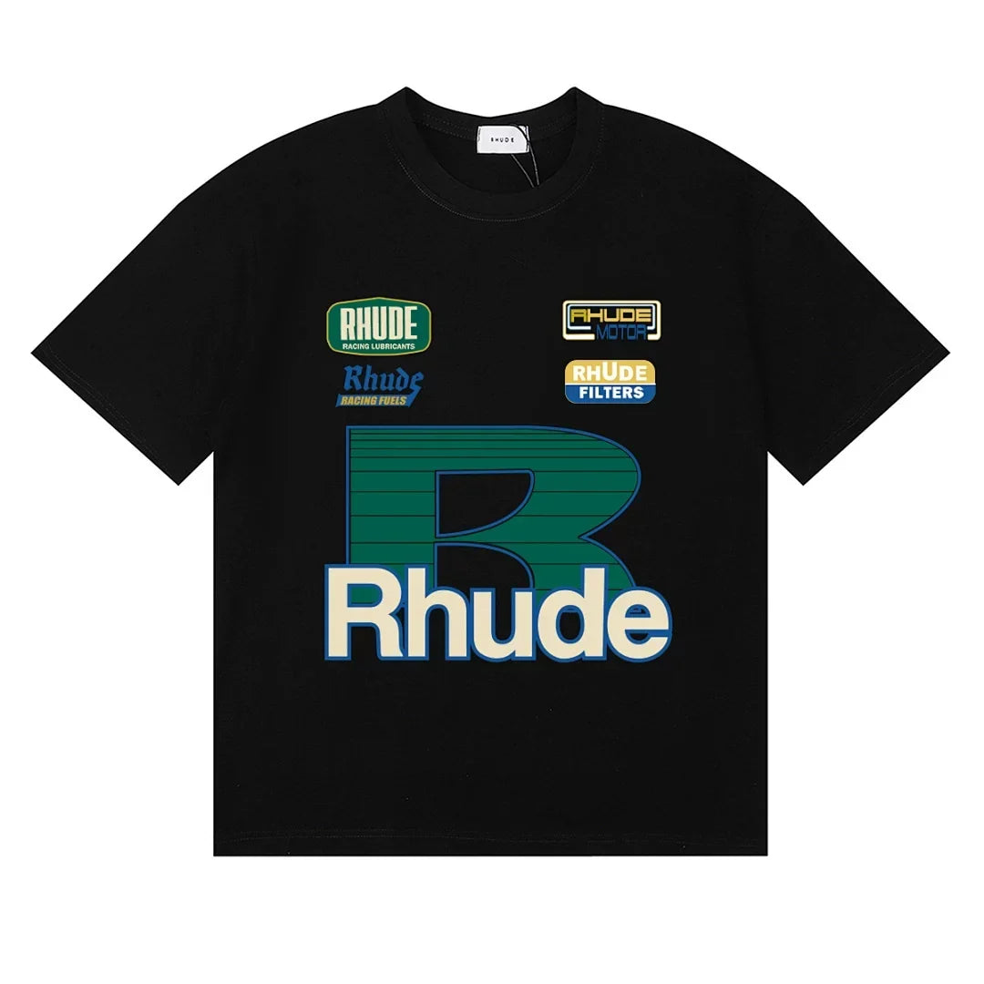 Rhude Big R Racing Logo Oversized Short Sleeve T‑Shirt