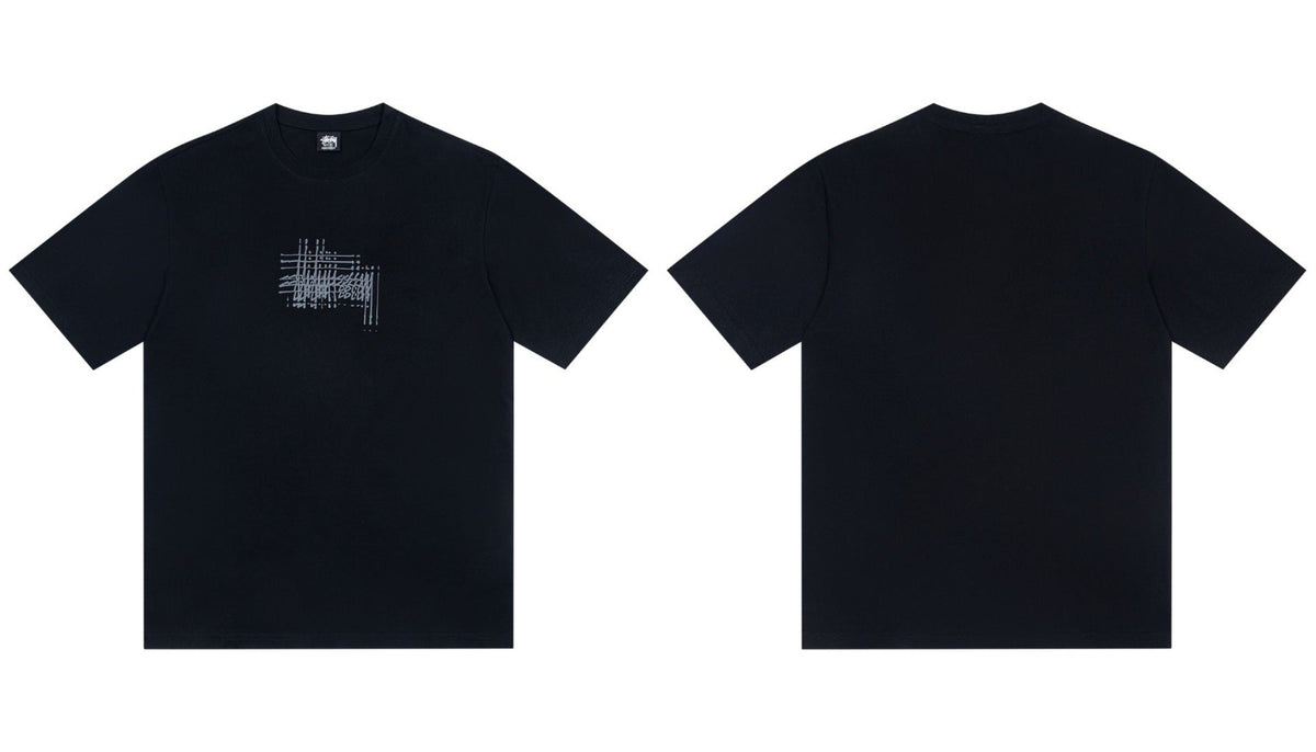 Stussy Stacked Lines Script Chest Graphic Short Sleeve Tee