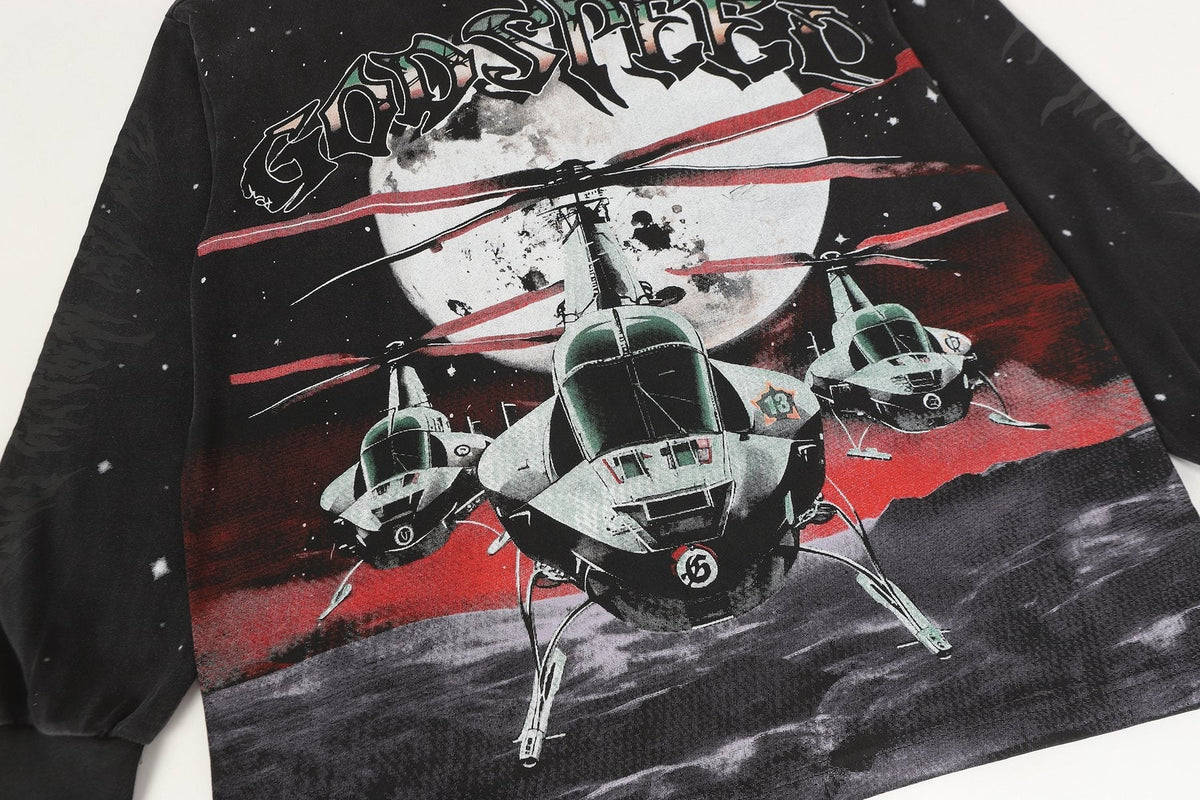 Godspeed Washed Black Rock Graphic Long-Sleeve T-Shirt
