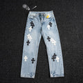 Chrome Hearts Light Blue Cross Patch Jeans