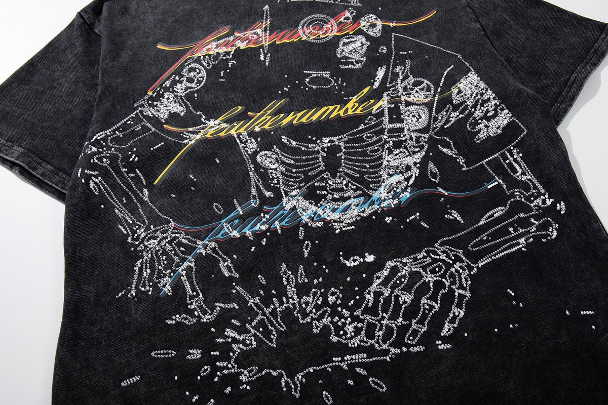 MAJESTIK Robot & Skeleton Graphic T-Shirt