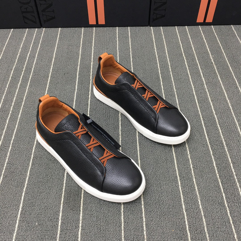 Ermenegildo Zegna Triple Stitch Low-Top Deer Leather Sneakers