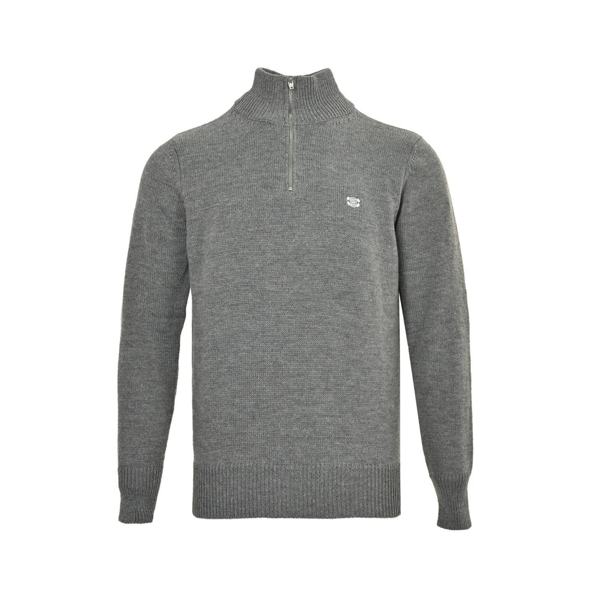 Celine Logo-Embroidered Wool & Cashmere Blend Half Zip Grey