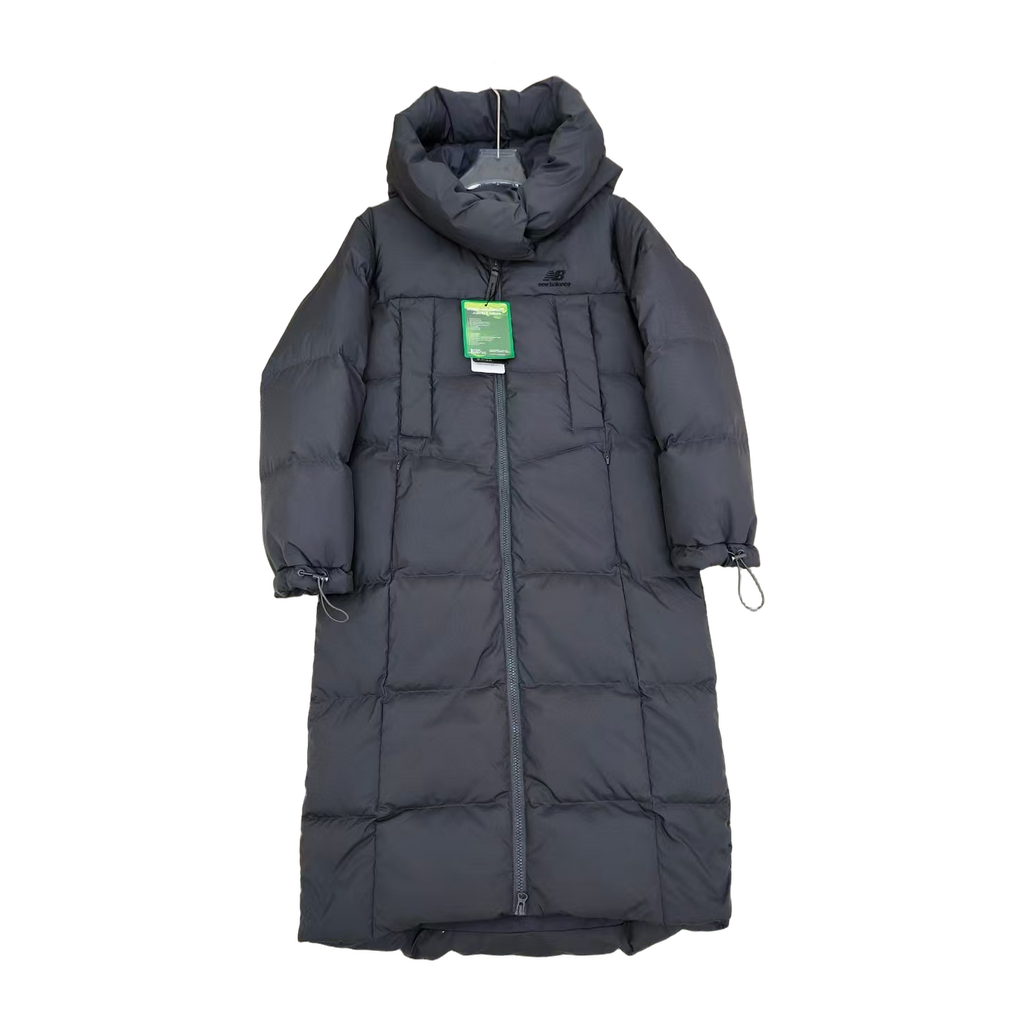 New Balance Long Hooded Puffer Coat – Black