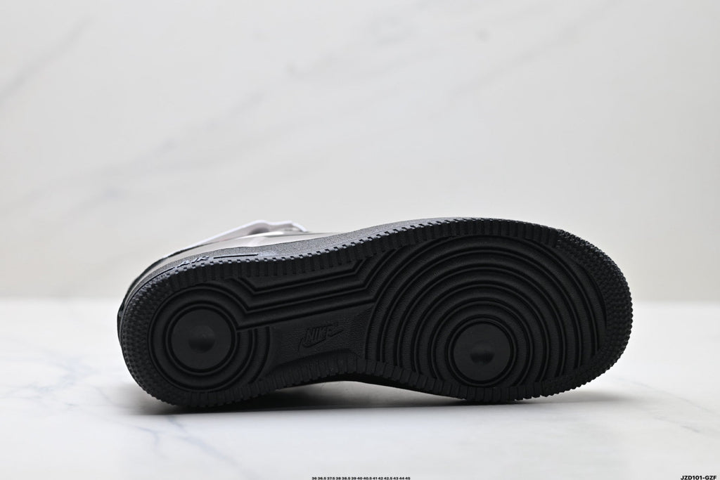 Nike Air Force 1 Low Black Silver Metallic Unisex Sneakers Style 04