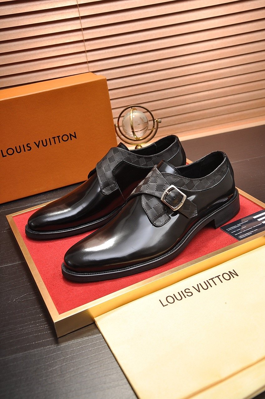 Louis Vuitton Black Buckle Strap Dress Shoes