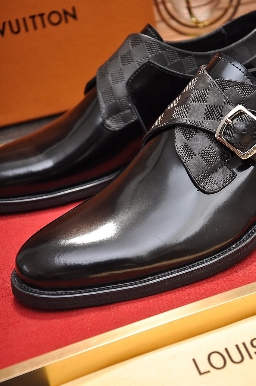 Louis Vuitton Black Buckle Strap Dress Shoes