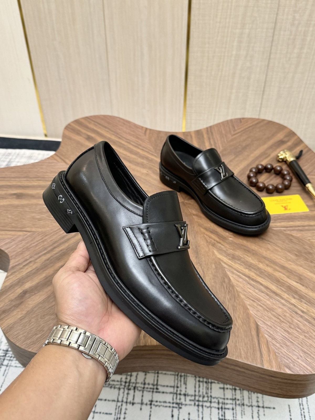 Louis Vuitton Black Metal Hardware Loafers