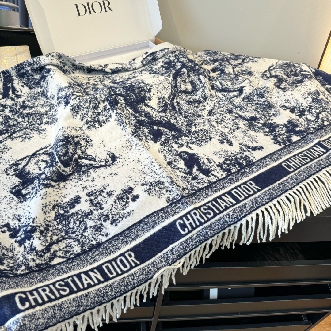 Dior Animal Jacquard Fringed Scarf