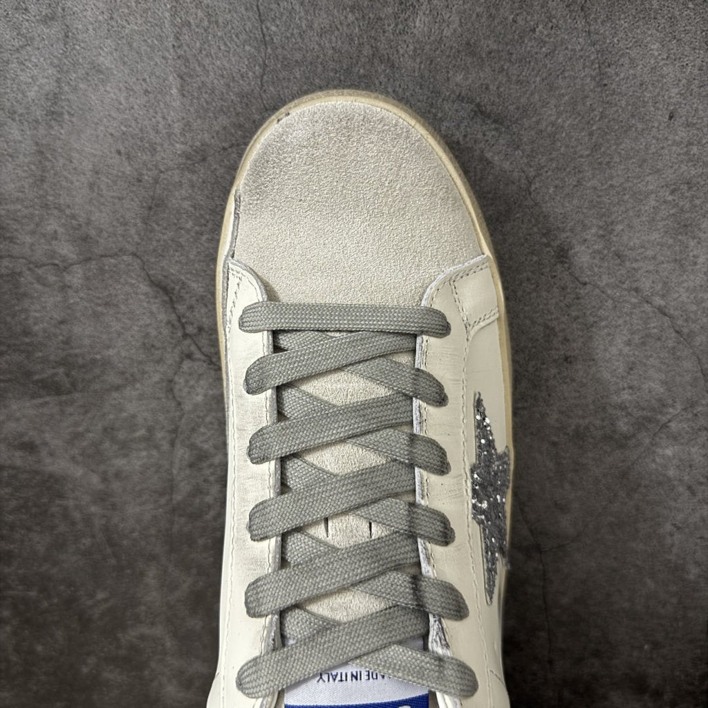 Golden Goose Silver Glitter Star Open-Back Sneakers