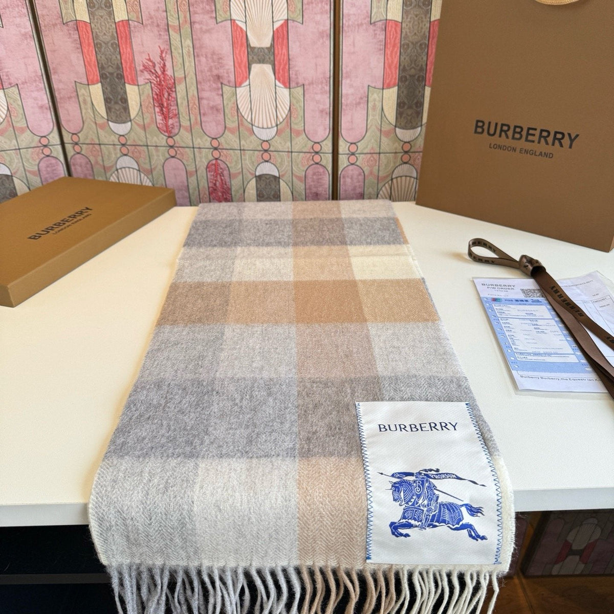 Burberry Yellow Brown Plaid Scarf