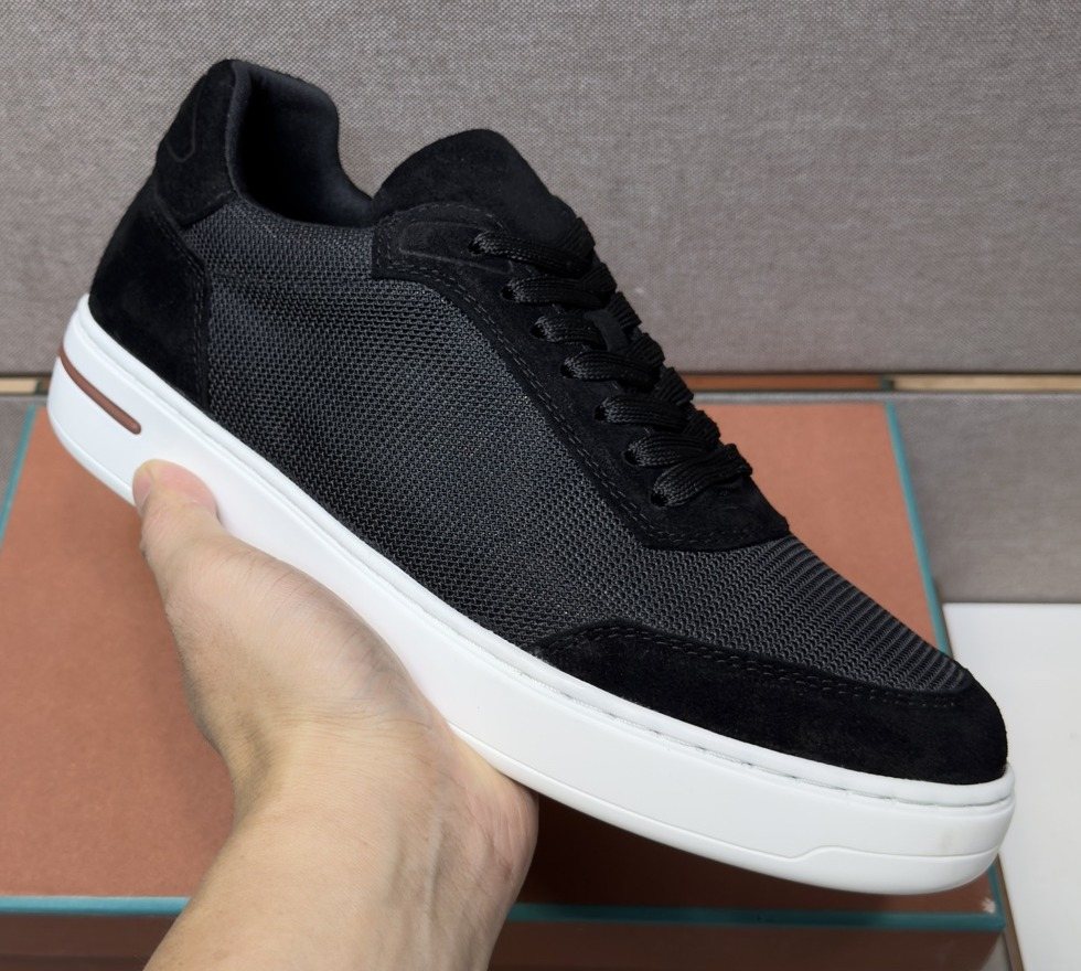 Loro Piana Men's Mesh Low-Top Sneakers - Contrast Sole