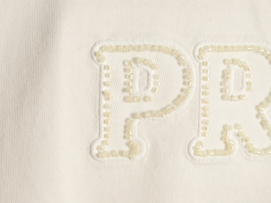 Prada Tonal Outlined Lettering T-Shirt - Off-White