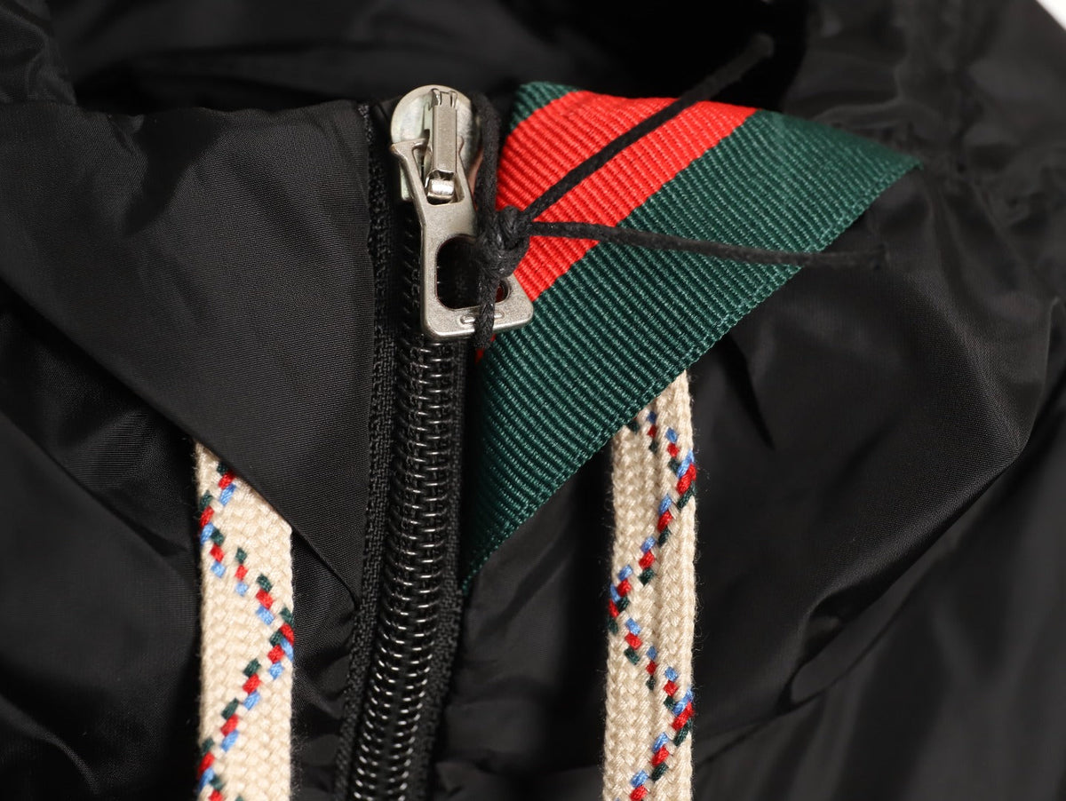 Gucci Contrast-Line Hooded Zip Jacket - Black
